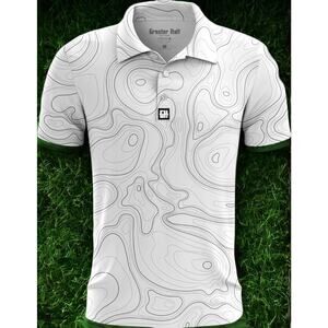 Greater Half GH Polo Shirt Mens XL Contour Lines Topo Performance Golf Stretch